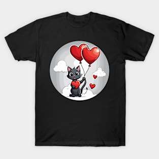 Cat Heart Balloon - Valentines Day T-Shirt